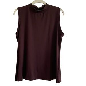 Eileen Fisher Fine Jersey Mock Neck Tank Brown Size Small Minimalist Office